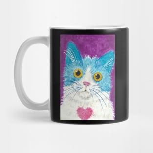 Cute blue cat face art Mug